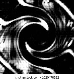 Abstract grunge grid polka dot halftone background pattern. Spotted black and white vector line illustration

