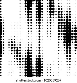 Abstract grunge grid polka dot halftone background pattern. Spotted black and white vector line illustration
