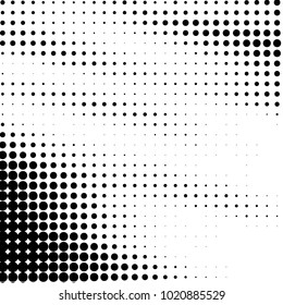 Abstract grunge grid polka dot halftone background pattern. Spotted black and white vector line illustration
