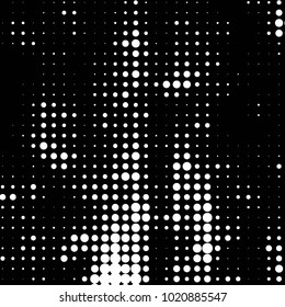 Abstract grunge grid polka dot halftone background pattern. Spotted black and white vector line illustration
