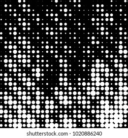 Abstract grunge grid polka dot halftone background pattern. Spotted black and white vector line illustration
