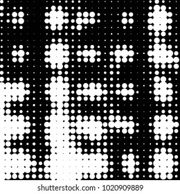 Abstract grunge grid polka dot halftone background pattern. Spotted black and white vector line illustration
