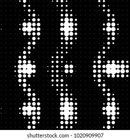 Abstract grunge grid polka dot halftone background pattern. Spotted black and white vector line illustration
