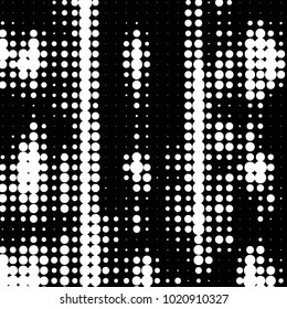 Abstract grunge grid polka dot halftone background pattern. Spotted black and white vector line illustration

