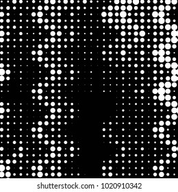 Abstract grunge grid polka dot halftone background pattern. Spotted black and white vector line illustration
