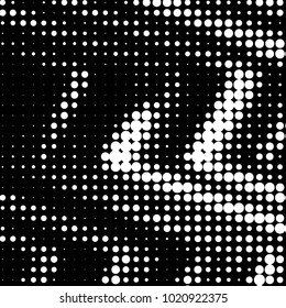 Abstract grunge grid polka dot halftone background pattern. Spotted black and white vector line illustration

