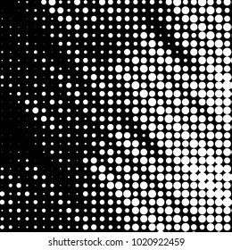 Abstract grunge grid polka dot halftone background pattern. Spotted black and white vector line illustration
