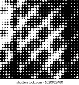 Abstract grunge grid polka dot halftone background pattern. Spotted black and white vector line illustration
