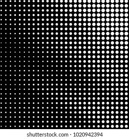 Abstract grunge grid polka dot halftone background pattern. Spotted black and white vector line illustration
