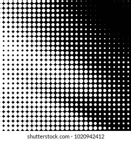 Abstract grunge grid polka dot halftone background pattern. Spotted black and white vector line illustration
