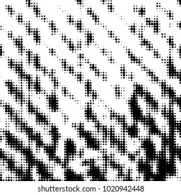 Abstract grunge grid polka dot halftone background pattern. Spotted black and white vector line illustration
