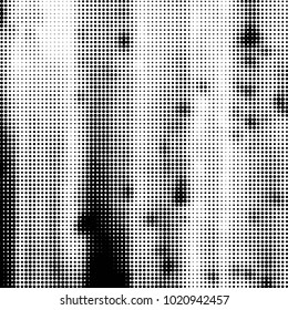 Abstract grunge grid polka dot halftone background pattern. Spotted black and white vector line illustration
