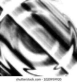 Abstract grunge grid polka dot halftone background pattern. Spotted black and white vector line illustration
