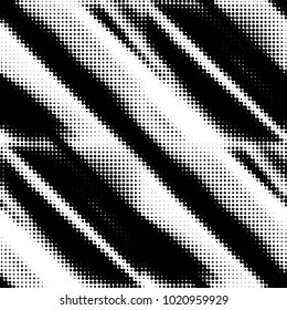 Abstract grunge grid polka dot halftone background pattern. Spotted black and white vector line illustration
