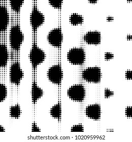 Abstract grunge grid polka dot halftone background pattern. Spotted black and white vector line illustration
