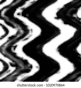 Abstract grunge grid polka dot halftone background pattern. Spotted black and white vector line illustration
