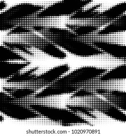 Abstract grunge grid polka dot halftone background pattern. Spotted black and white vector line illustration
