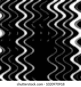 Abstract grunge grid polka dot halftone background pattern. Spotted black and white vector line illustration
