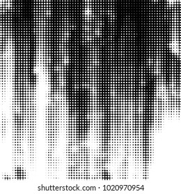 Abstract grunge grid polka dot halftone background pattern. Spotted black and white vector line illustration
