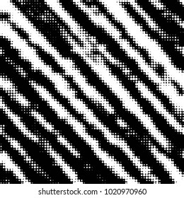 Abstract grunge grid polka dot halftone background pattern. Spotted black and white vector line illustration
