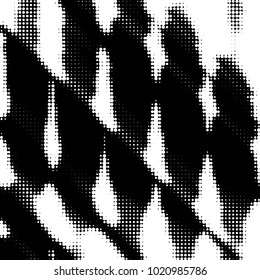 Abstract grunge grid polka dot halftone background pattern. Spotted black and white vector line illustration
