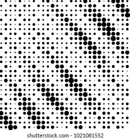 Abstract grunge grid polka dot halftone background pattern. Spotted black and white line illustration
