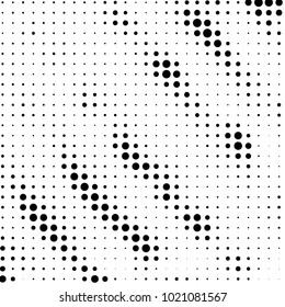 Abstract grunge grid polka dot halftone background pattern. Spotted black and white line illustration
