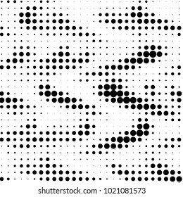 Abstract grunge grid polka dot halftone background pattern. Spotted black and white line illustration
