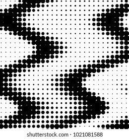 Abstract grunge grid polka dot halftone background pattern. Spotted black and white line illustration
