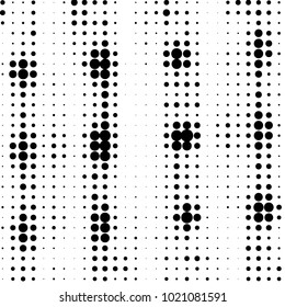 Abstract grunge grid polka dot halftone background pattern. Spotted black and white line illustration
