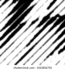 Abstract grunge grid polka dot halftone background pattern. Spotted black and white vector line illustration
