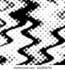 Abstract grunge grid polka dot halftone background pattern. Spotted black and white vector line illustration
