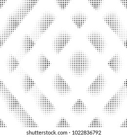 Abstract grunge grid polka dot halftone background pattern. Spotted black and white vector line illustration
