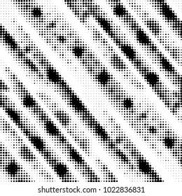 Abstract grunge grid polka dot halftone background pattern. Spotted black and white vector line illustration
