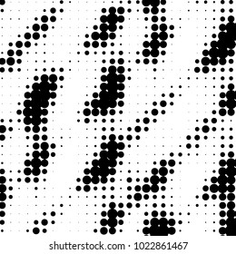Abstract grunge grid polka dot halftone background pattern. Spotted black and white vector line illustration
