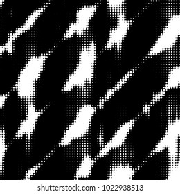 Abstract grunge grid polka dot halftone background pattern. Spotted black and white vector line illustration
