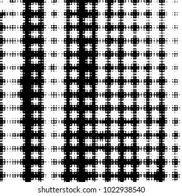 Abstract grunge grid polka dot halftone background pattern. Spotted black and white vector line illustration
