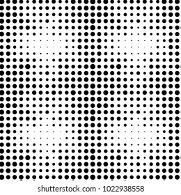 Abstract grunge grid polka dot halftone background pattern. Spotted black and white vector line illustration
