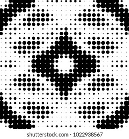 Abstract grunge grid polka dot halftone background pattern. Spotted black and white vector line illustration
