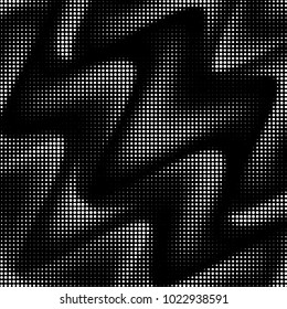 Abstract grunge grid polka dot halftone background pattern. Spotted black and white vector line illustration
