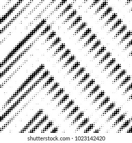 Abstract grunge grid polka dot halftone background pattern. Spotted black and white vector line illustration
