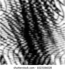 Abstract grunge grid polka dot halftone background pattern. Spotted black and white vector line illustration

