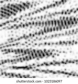 Abstract grunge grid polka dot halftone background pattern. Spotted black and white vector line illustration
