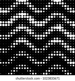 Abstract grunge grid polka dot halftone background pattern. Spotted black and white vector line illustration
