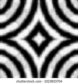 Abstract grunge grid polka dot halftone background pattern. Spotted black and white vector line illustration
