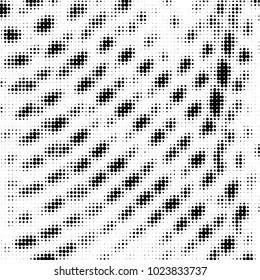 Abstract grunge grid polka dot halftone background pattern. Spotted black and white vector line illustration
