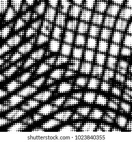Abstract grunge grid polka dot halftone background pattern. Spotted black and white vector line illustration
