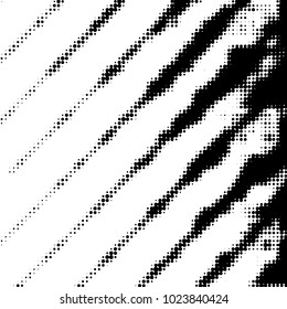 Abstract grunge grid polka dot halftone background pattern. Spotted black and white vector line illustration
