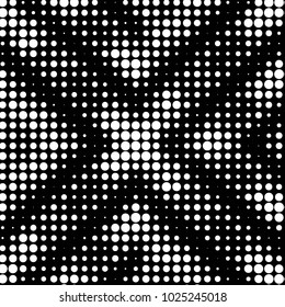 Abstract grunge grid polka dot halftone background pattern. Spotted black and white vector line illustration
