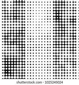Abstract grunge grid polka dot halftone background pattern. Spotted black and white vector line illustration
